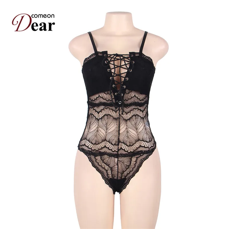 Комбинезон Comeondear RA80630 женский кружевной прозрачный боди Короткое облегающее