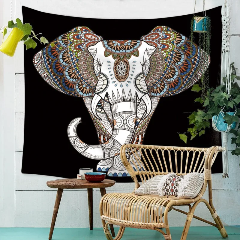 Colorful Elephant Tapestries Polyester Fabric Hippie Bohemian Print Home Decor Wall Hanging Tapestry Beach decoration indien | Дом и сад