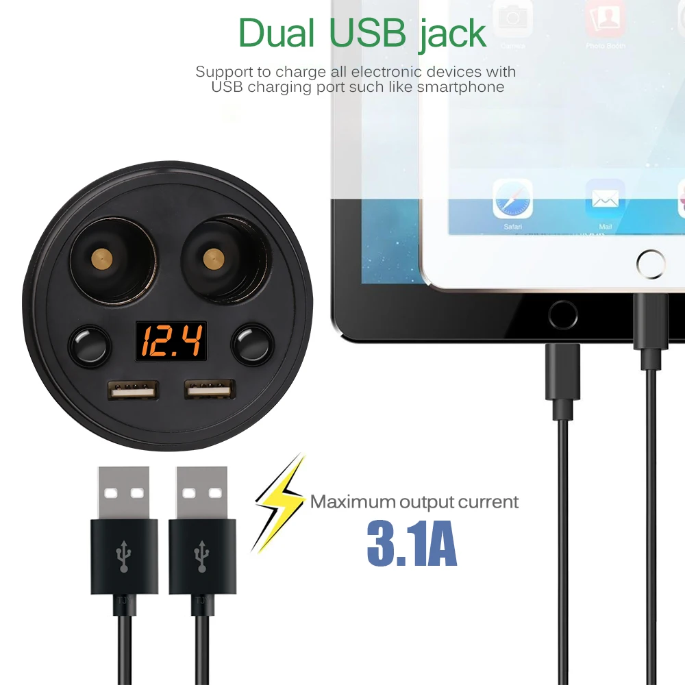 Автомобильное зарядное устройство с двумя USB-портами 5 В 3 1 А | Мобильные телефоны