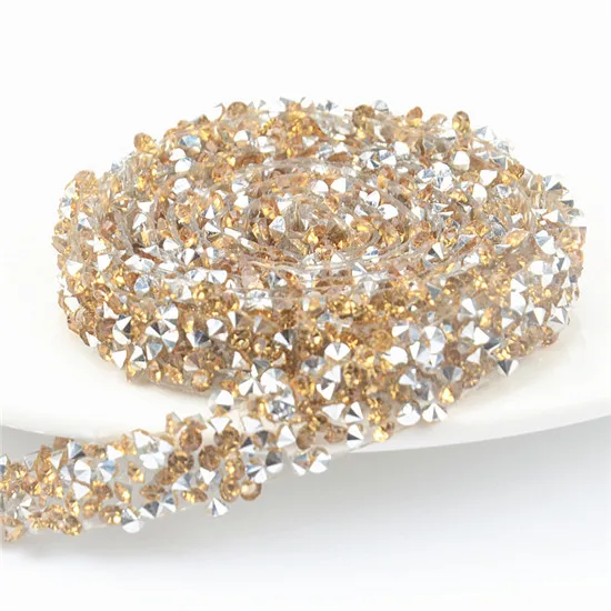 gold color Прямая с фабрики 5 ярдов/bling Черный rhienstone AB Кристалл декоративная сетка цепочка кристалл свадебный смокинг ремесла - Цвет: gold color