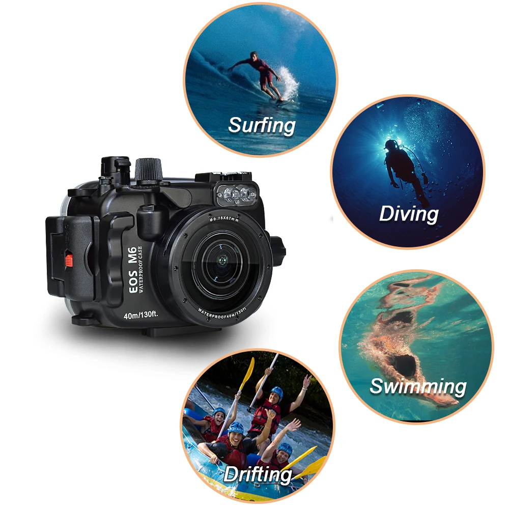 Водонепроницаемый чехол для камеры Canon EOS M6, для подводной съемки 40 м, непроницаемый защитный чехол для фотосъемки с разъемом 67 мм