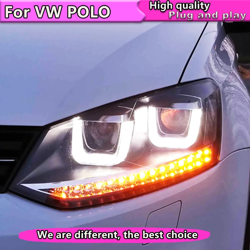 Автостайлинг для VW Polo фары 2011 2015 GTI светодиодный с динамическим поворотным