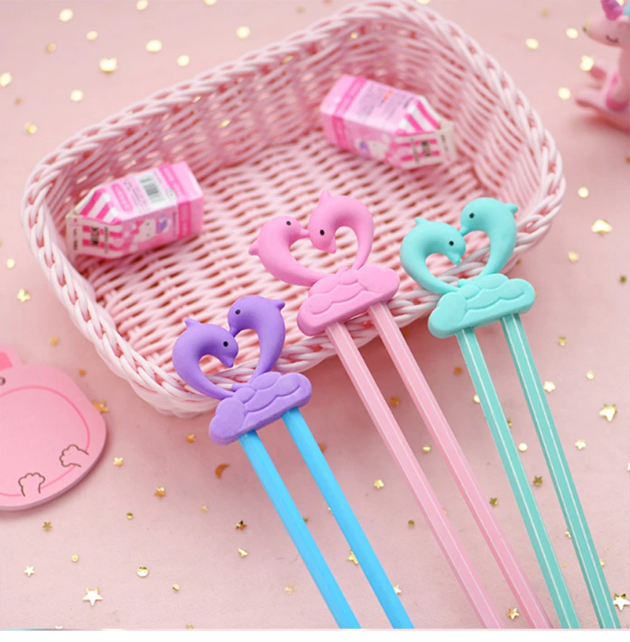 Kawaii Дельфин Любовь ластик для школы офисные резиновые ластики Коллекция украшения ребенок награда подарок карандаш коррекции поставки