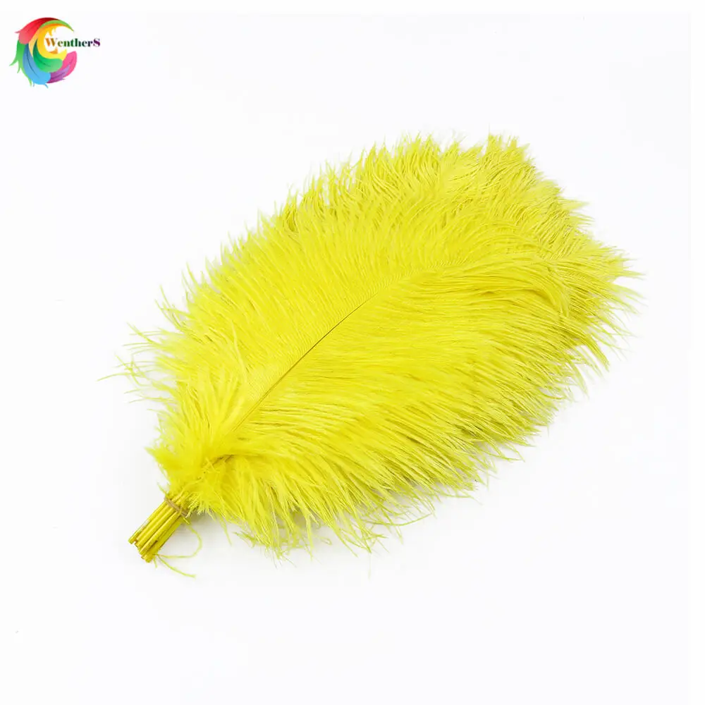 yellow Новинка! 50 шт./лот натуральный розовые повязки на голову с австрийскими перьями и хвост, для рукоделия; большие размеры 35-40 см/14-16 дюймов шлейфа для свадьбы центральные украшения дома - Цвет: yellow