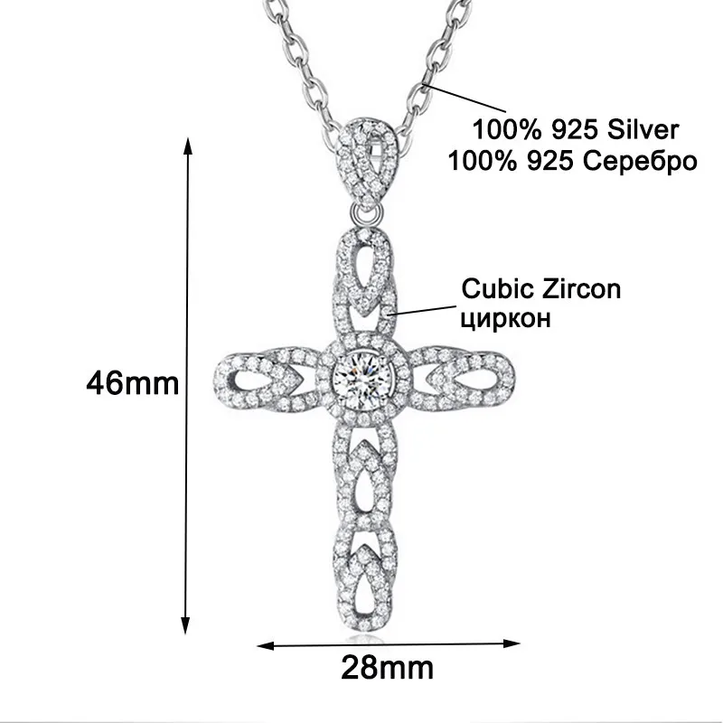 Женский кулон-крест из серебра 100% пробы с фианитом | Украшения и аксессуары