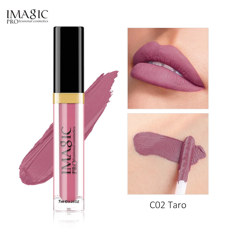 Taro C02 IMAGIC матовый блеск для губ водостойкий жидкий блеск для губ матовый стойкий сексуальный косметический блеск для красоты 24 часа макияж губ - Цвет: Taro C02