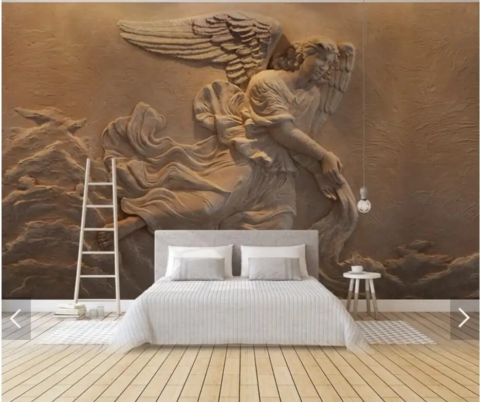 

Nordic Embossed Sculpture Angel Murals Photo Wallpaper Wall Mural for Living Room Contact Paper Wall Papers Canvas Figure Mural