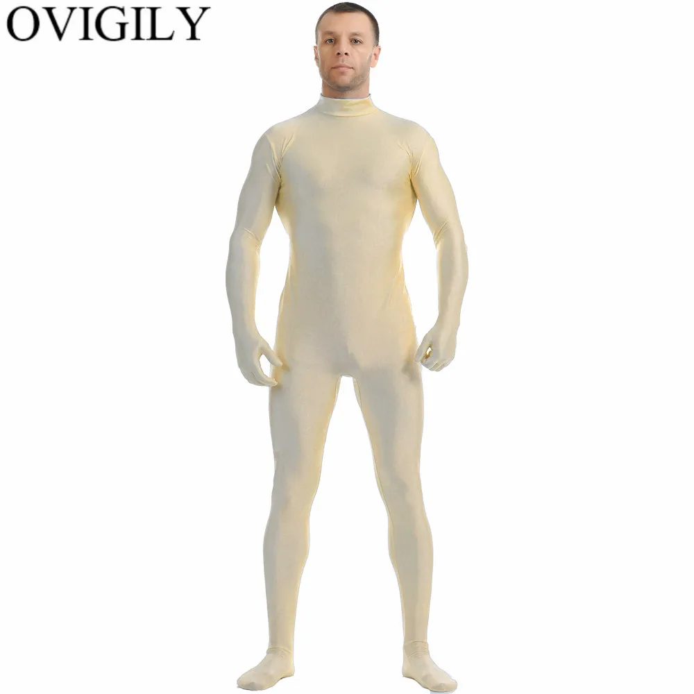 Мужские черные боди OVIGILY с длинным рукавом из лайкры высоким воротником