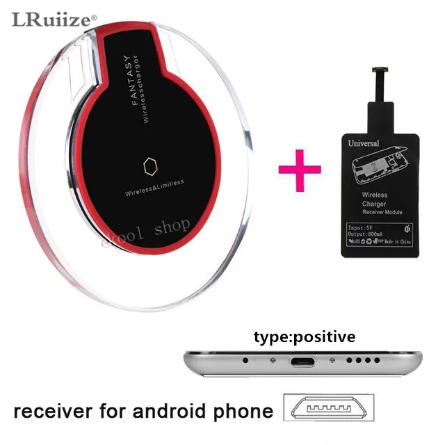 Black Positive Qi Беспроводное зарядное устройство универсальное Android и Letv type-c для iPhone+ приемник адаптер зарядка Индукционная для samsung huawei Xiaomi - Тип штекера: Black Positive