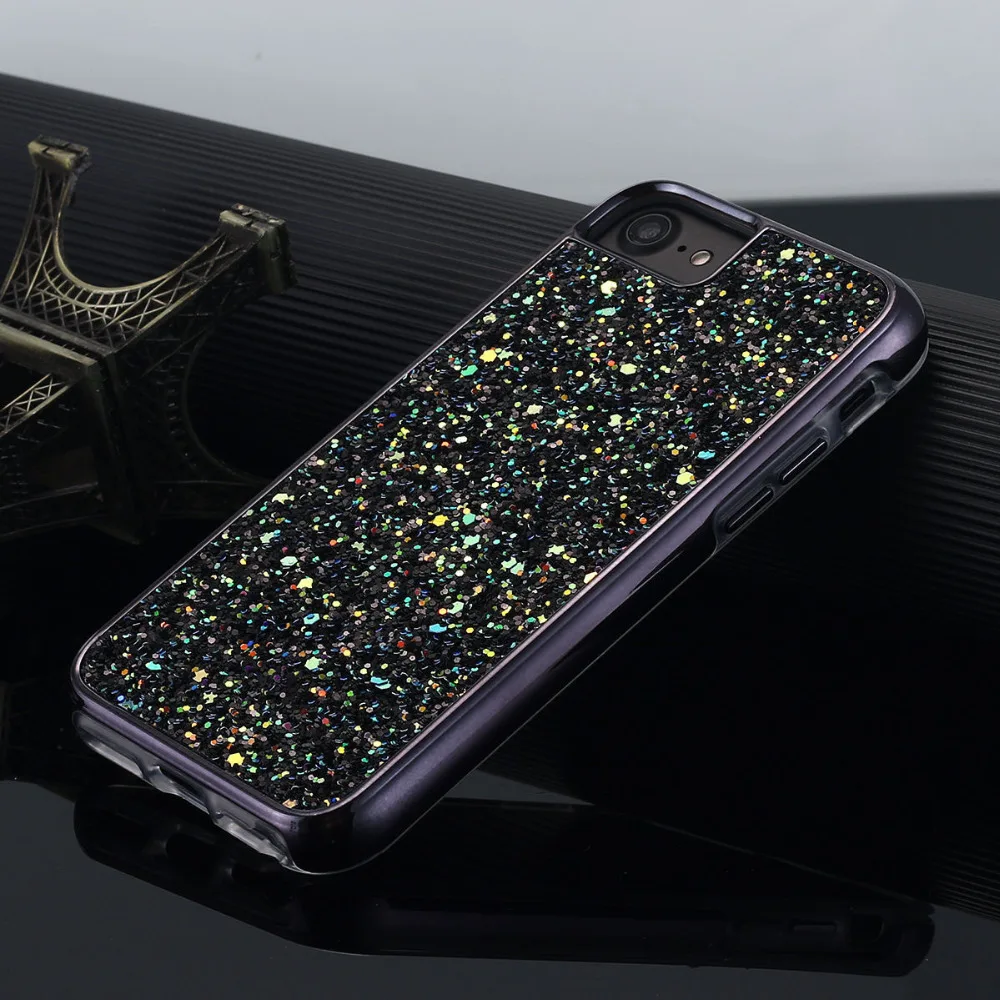 С сияющими блестками Гибридный противоударный Ромба ТПУ бампер Футляр задняя