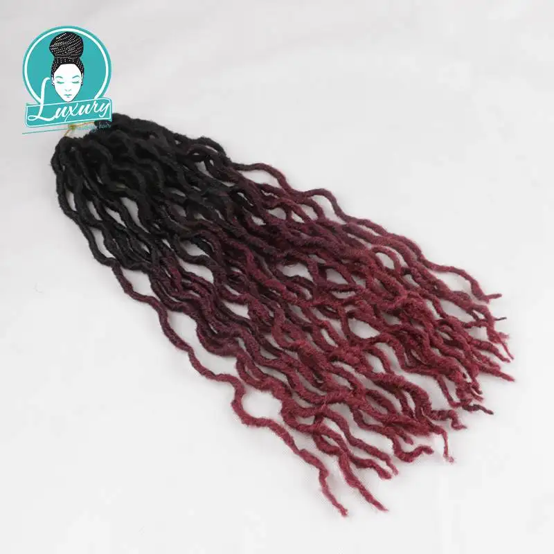 T1B/бордовый Роскошные для плетения Faux locs Curly вязаные волосы 24 пряди Омбре блонд крючком косички 20 дюймов 50 см синтетические косички - Цвет: T1B/бордовый