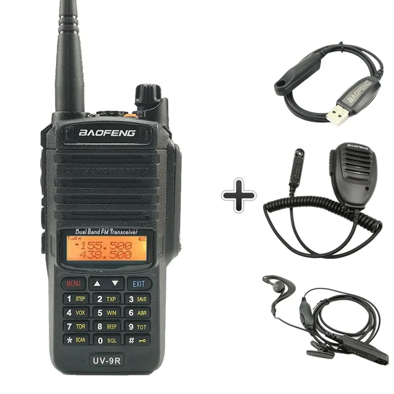 Add 3 accessories Baofeng UV-9R IP67 водонепроницаемая рация Uhf Vhf Ham HF портативное радио UV 9R полицейское оборудование Walky Talky профессиональное UV9R - Цвет: Add 3 accessories