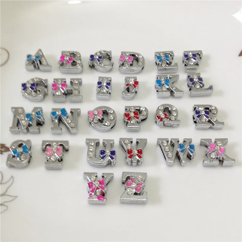 8 мм DIY горный хрусталь Бант скользящие буквы &quotA Z&quot выбрать свободно подходит самодельный ремень браслет