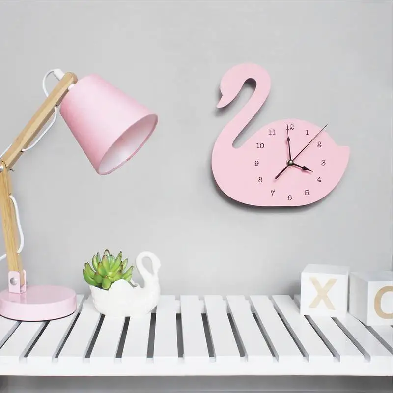 AIHOME розовые/серые/бежевые настенные часы дизайн мода Лебедь гостиная спальня