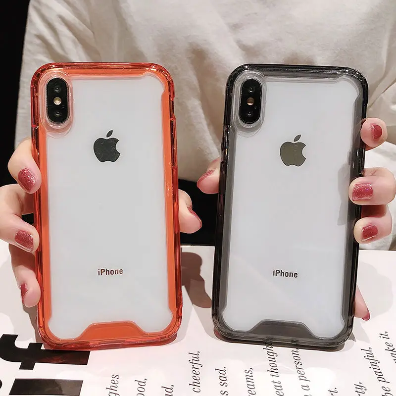 Прозрачный противоударный бампер чехол для телефона для iPhone X XS XR XS Max 8 7 6 6splus цветной мягкий задний Чехол для iPhone 11 11Pro Max