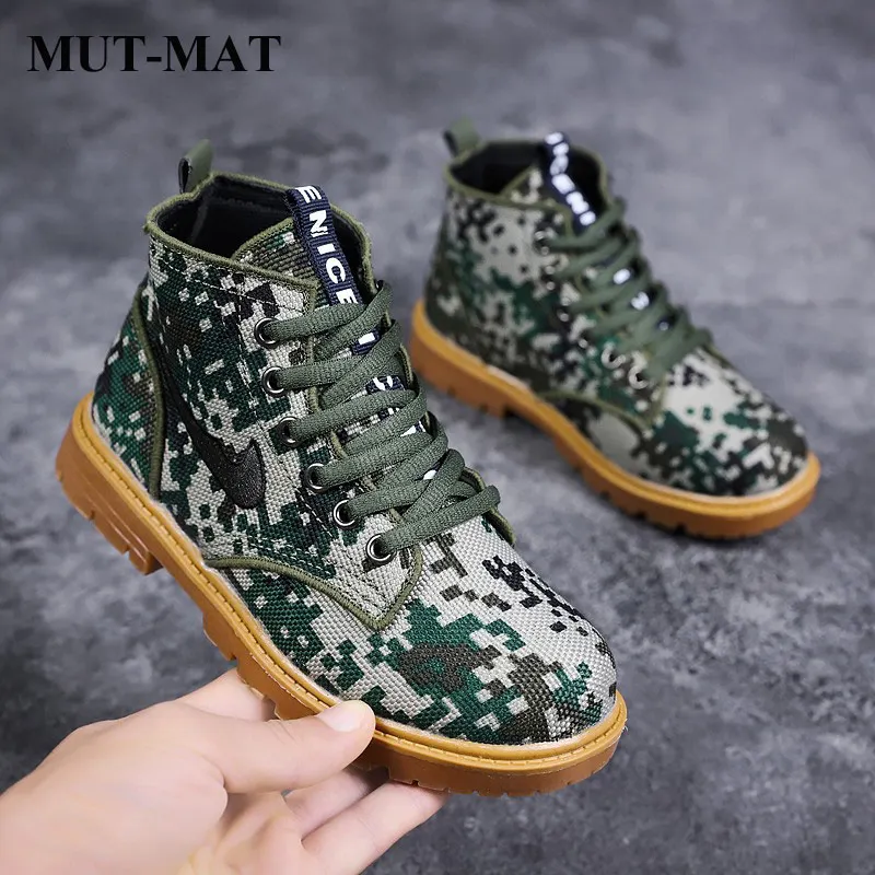 Детская обувь ботинки Мартенс новая модная для мальчиков камуфляжная