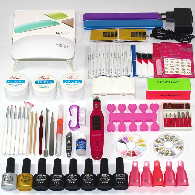 36/6/54/48 Вт УФ лампы 6 Цвет Soak Off Gel Nail Top Coat польский Комплект маникюрный набор лак для