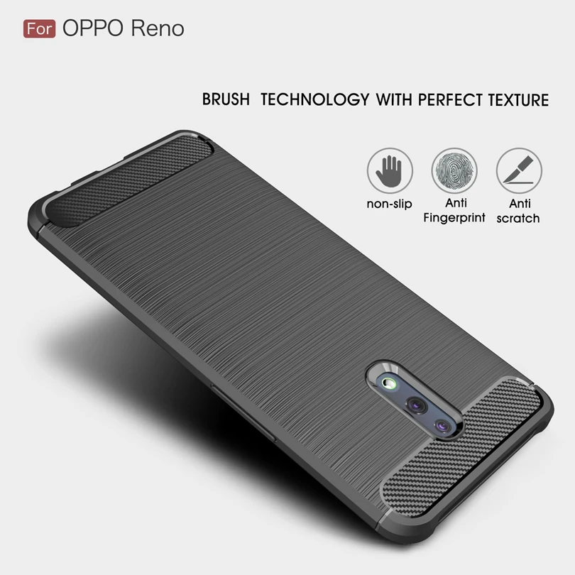 Чехол для OPPO Reno/OPPOReno ударопрочный бампер из углеродного волокна прочный защитный