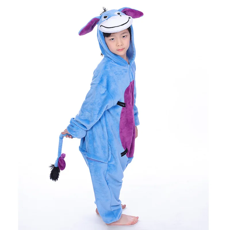Blue dragonfly Зимние пижамы кигурумис для костюмированной вечеринки; детские комбинезоны; Пижамный костюм; одежда для сна для мальчиков и девочек с капюшоном и рисунком единорога - Цвет: Blue dragonfly