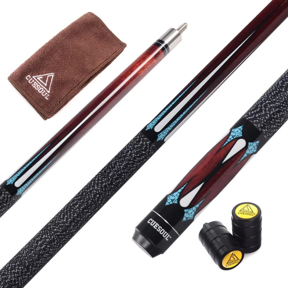 CUESOUL Full Canadian Maple Wood  Pool Cue with 13mm Cue Tip With Cur Joint Protector and Cue Towel