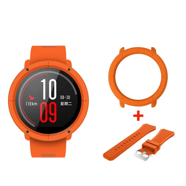 Многоцветный силиконовый ремешок для часов с тонкой рамкой корпуса для Huami Amazfit Pace Замена браслета Полные Защитные чехлы