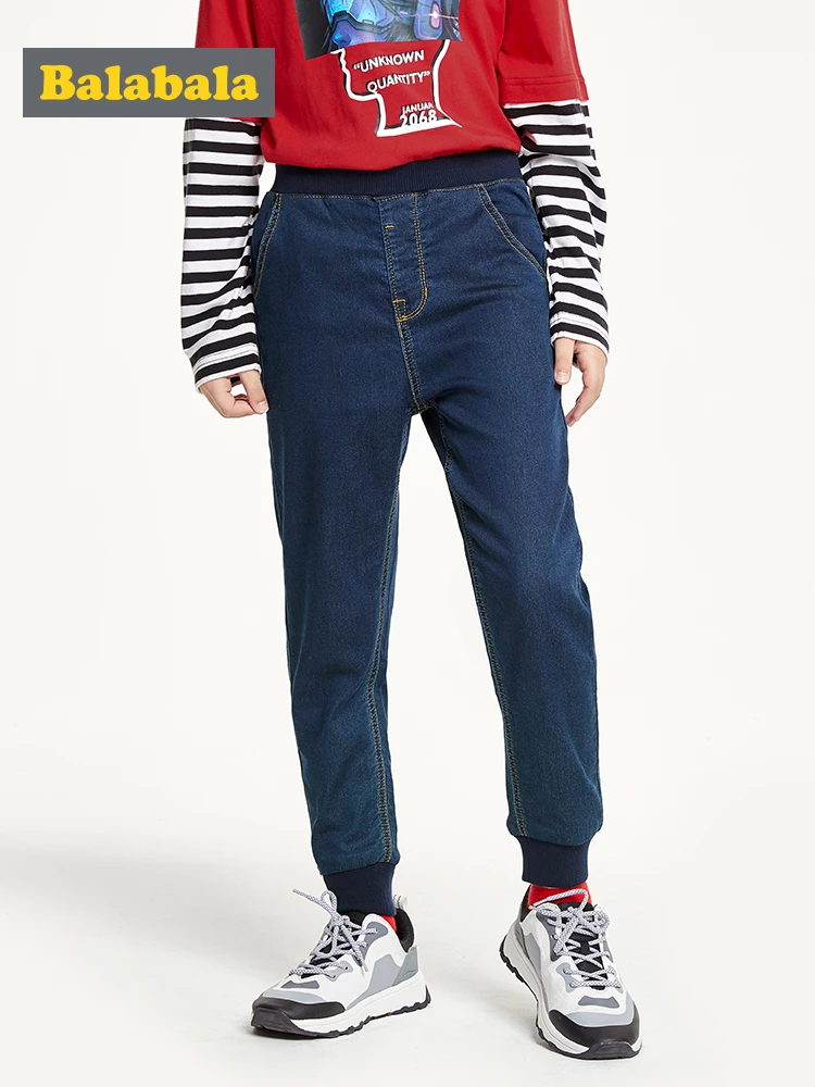 Брюки для мальчиков Balabala детские джинсы с принтом Стрейчевые штаны осени