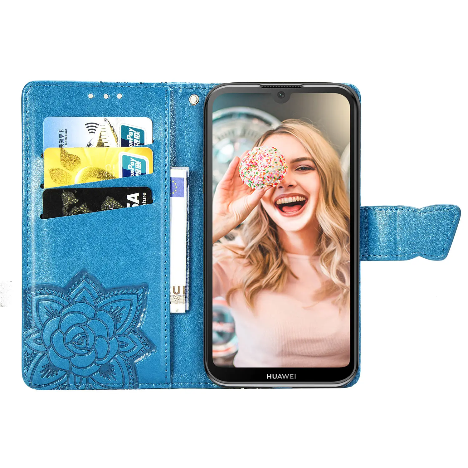 Кожаный чехол для huawei Y6 Y7 Y5 Prime Pro Y9 Y3 бабочка цветок чехол-книжка чехол для huawei Y, 5, 6, 7, 9, бумажник чехол