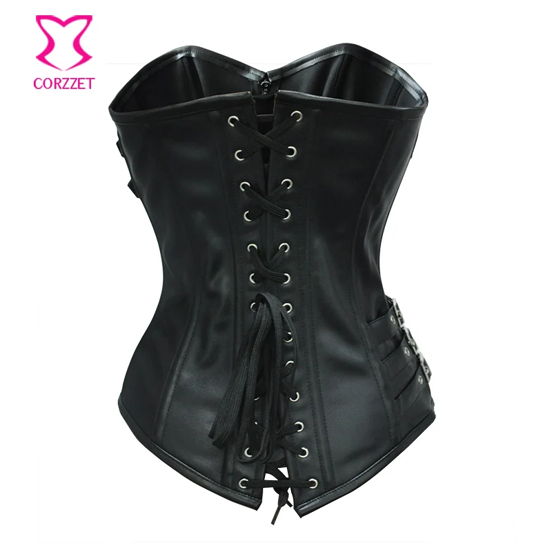 Женский кожаный корсет черный корсаж в готическом стиле большие размеры 6XL| |