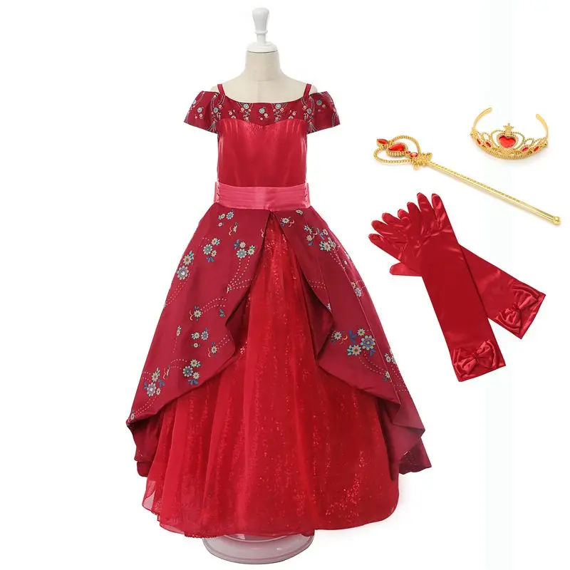 Dress Set PaMaBa/роскошное платье принцессы Елены для девочек; летнее платье без рукавов с Еленой из авалора; костюм принцессы на день рождения; фантазийное платье принцессы Елены для девочек - Цвет: Dress Set