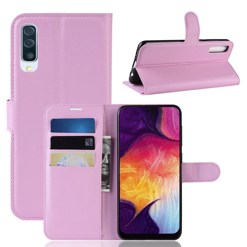 Розовый Для samsung Galaxy A50 чехол A505F A505 A 50 Флип кожаный чехол для телефона для Coque Galaxy A50 роскошный держатель для карт чехол a50 сумки - Цвет: Розовый