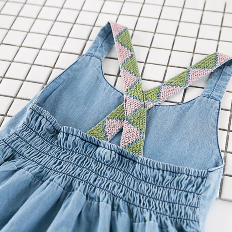 Lovely Dress 2019 Summer Baby Princess Jean Denim Gradual Change Design Clothes Criss-Cross Back Girls | Детская одежда и обувь