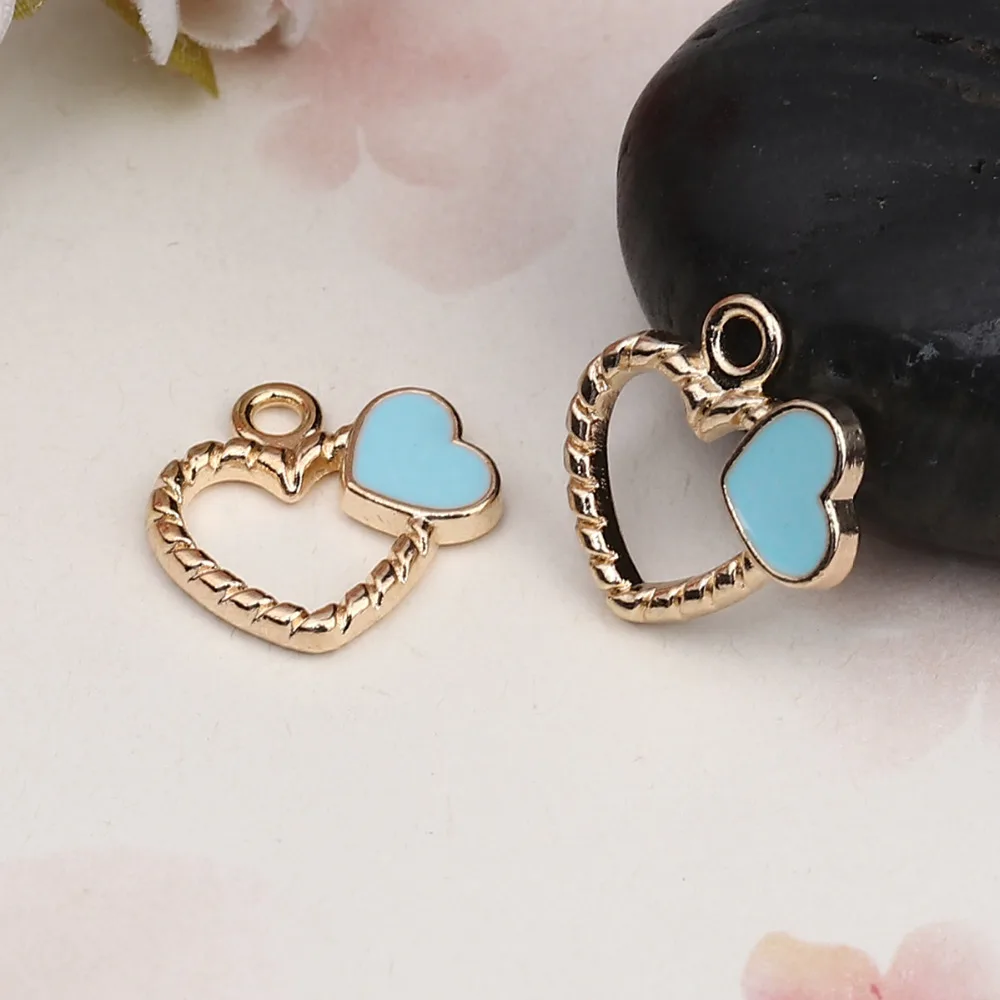 DoreenBeads подвески из цинкового сплава в форме сердца Золотая цветная эмалированная