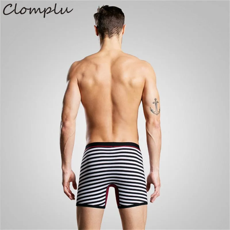Clomplu 8pcs  Men's Panties Boxer Men Underwear Breathable Underpants Stripe Pattern Cotton Spandex Male Panties Plus Size S-6XL