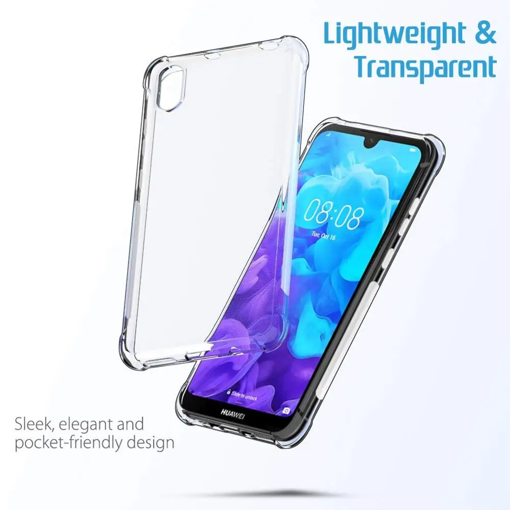 Crystal Clear Flexible Soft TPU Bumper Case with Shock Absorption Back Protective Phone For Huawei Y5 2019 Honor 8S |