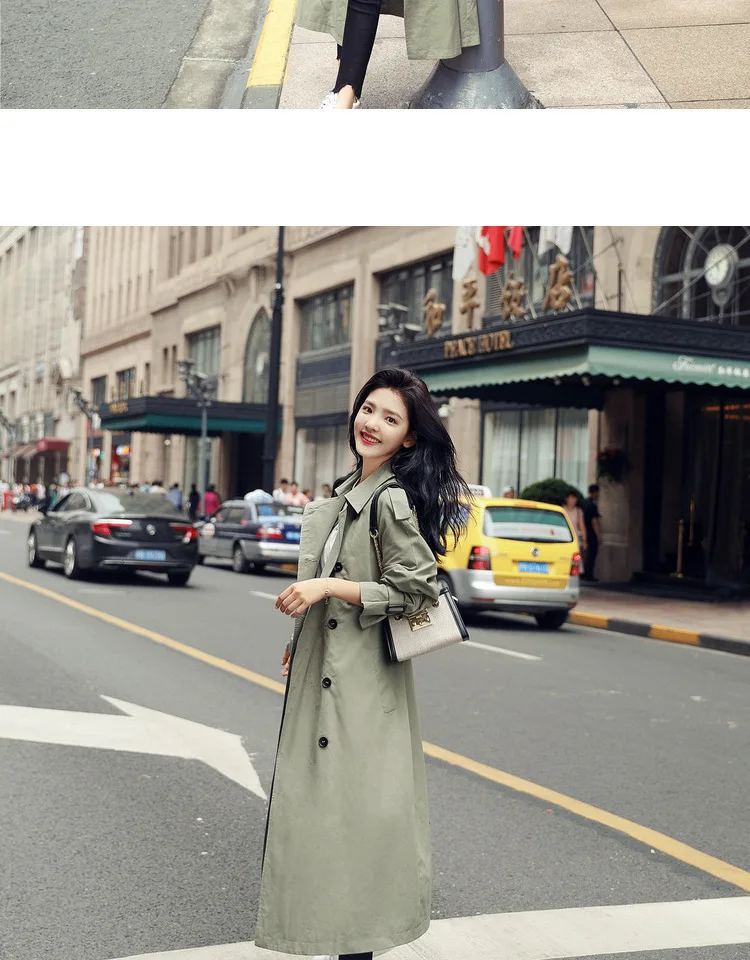 New Korean Double-breasted X-long Trench Loose Clothing Outerwear High Quality Solid Color Casual Coats