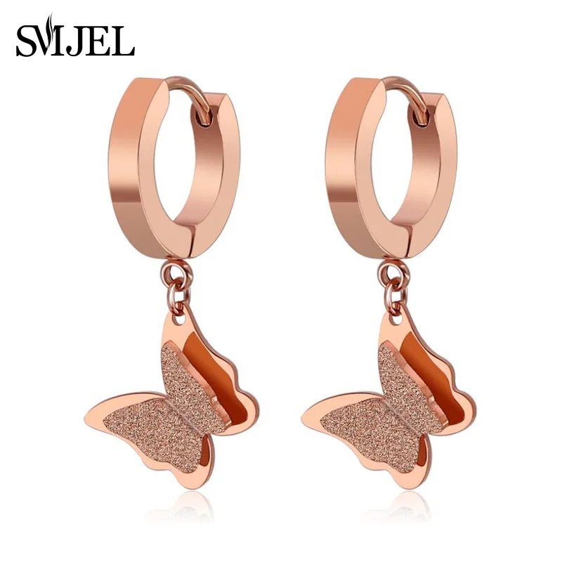 Серьги гвоздики SMJEL женские изящные украшения из нержавеющей стали под розовое