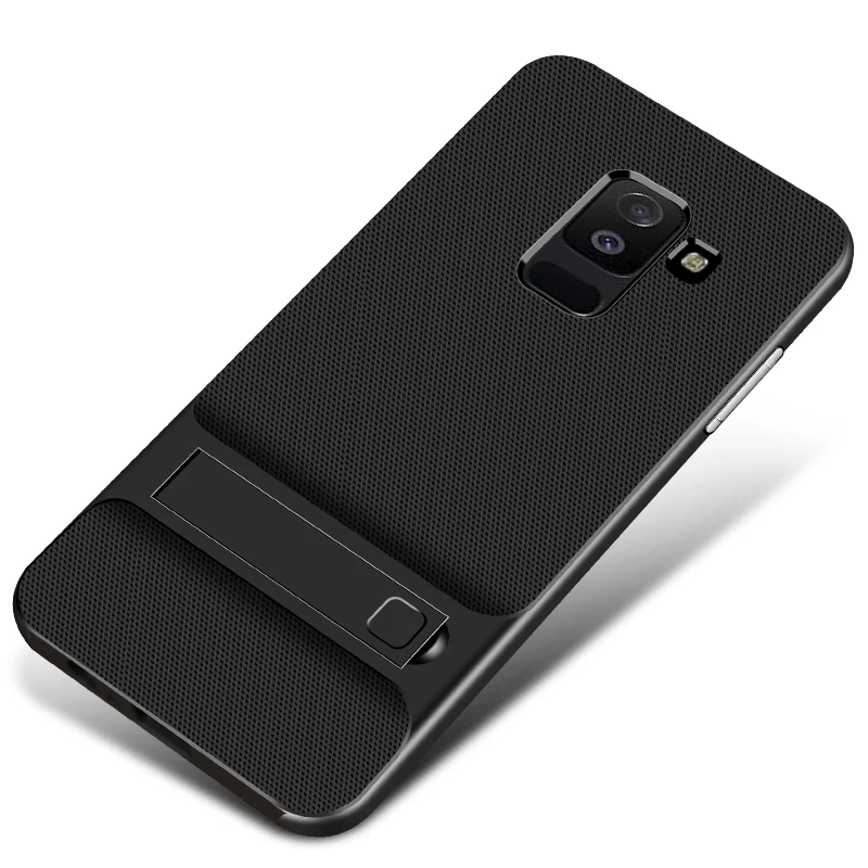 Гибридный чехол для samsung Galaxy A6 A6Plus роскошный мягкий силикон+ PC с подставкой защитная задняя крышка для samsung a6 plus
