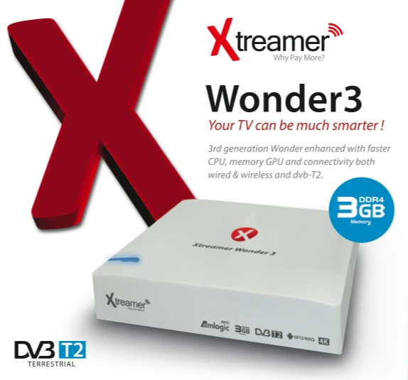 Xtreamer Wonder 3 4K 60P UHD ГБ DDR4 11ac VP9 android медиаплеер S912 со DVB T2 2 в 1 комбинированное