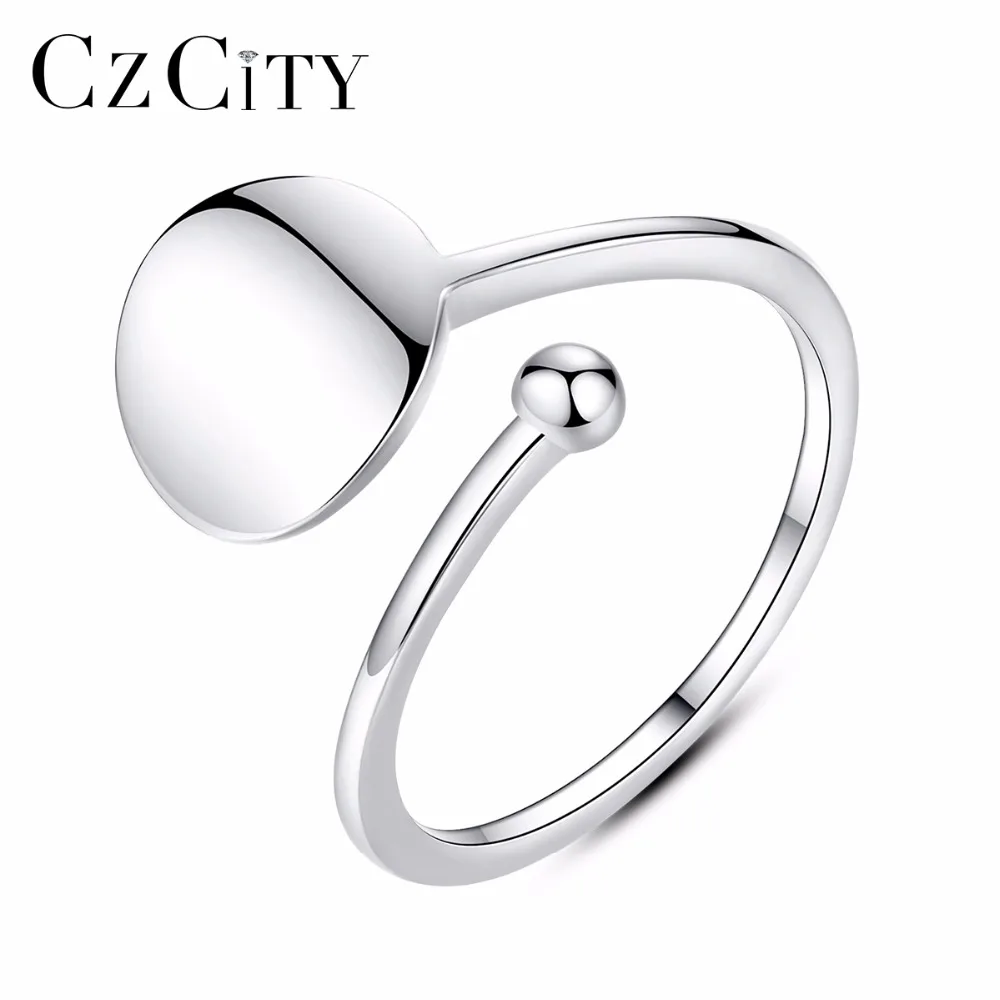 CZCITY изысканные круглые регулируемые манжеты кольца для Для женщин Натуральная 925