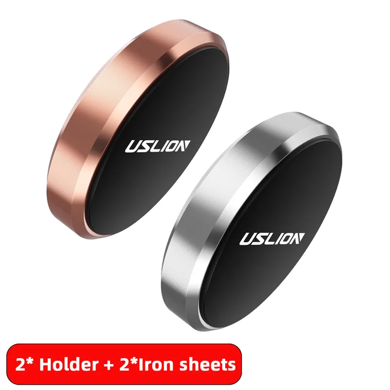 Rose Gold N Silver USLION универсальный магнитный автомобильный держатель для телефона для iPhone X 7 samsung Xiaomi Магнитная подставка для телефона в автомобиле поддержка мобильного телефона - Цвет: Rose Gold N Silver