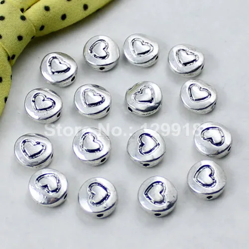 Плоские круглые бусины с узором в виде сердца для ожерелья браслета аксессуары