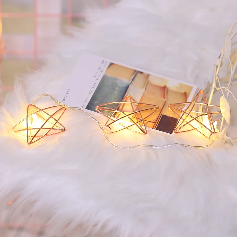 Retro Geometric Rose Star Wedding String Light Christmas LED Festoon Led Home Party Garden Garland On The Window | Лампы и освещение