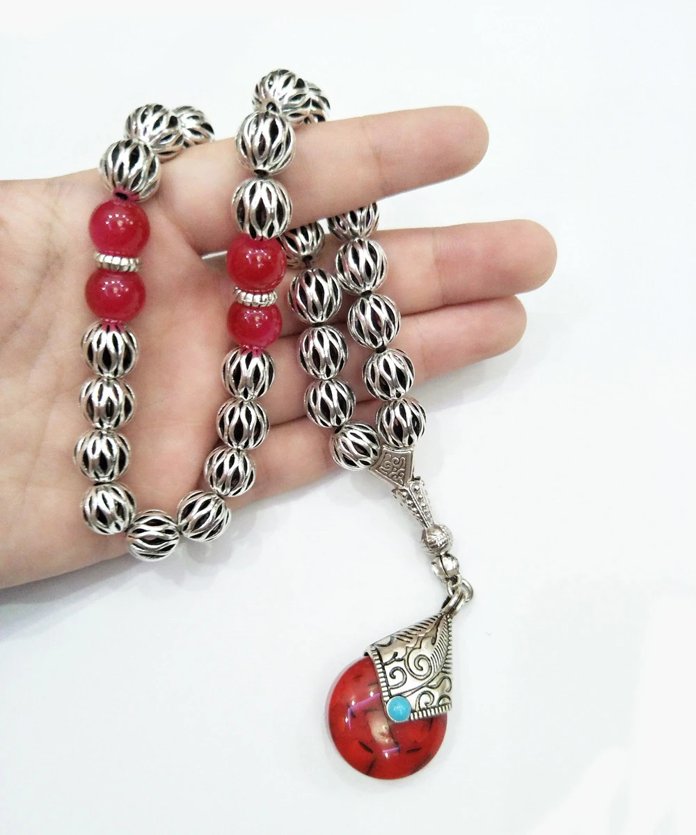 Магазин Tesbih 10 мм посеребренные молитвенные Бусы Tasbih Tasbeeh Subha Misbaha исламский