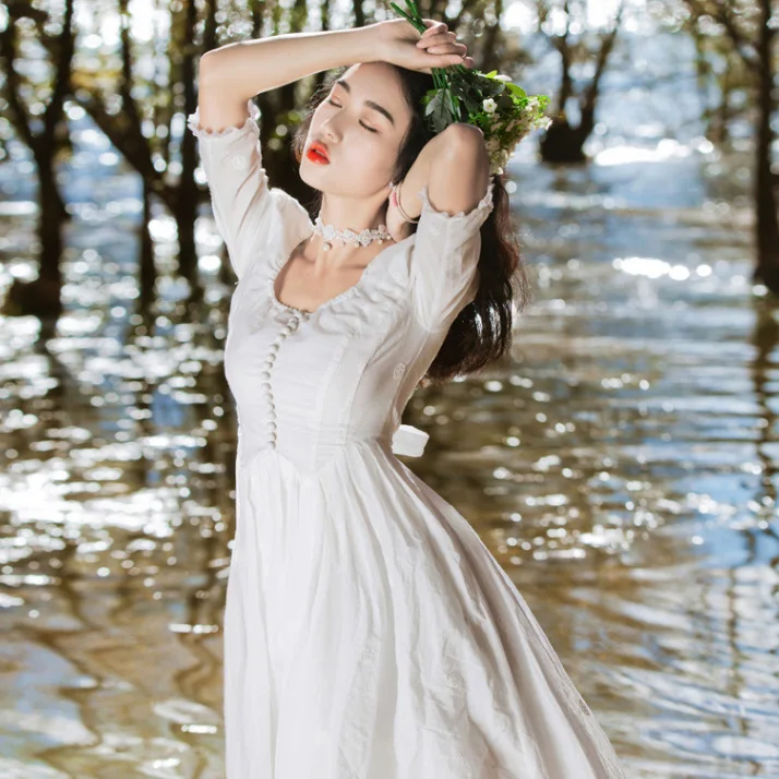 YOSIMI 2018 летнее вечернее белое длинное женское платье с вышивкой из вуали Макси