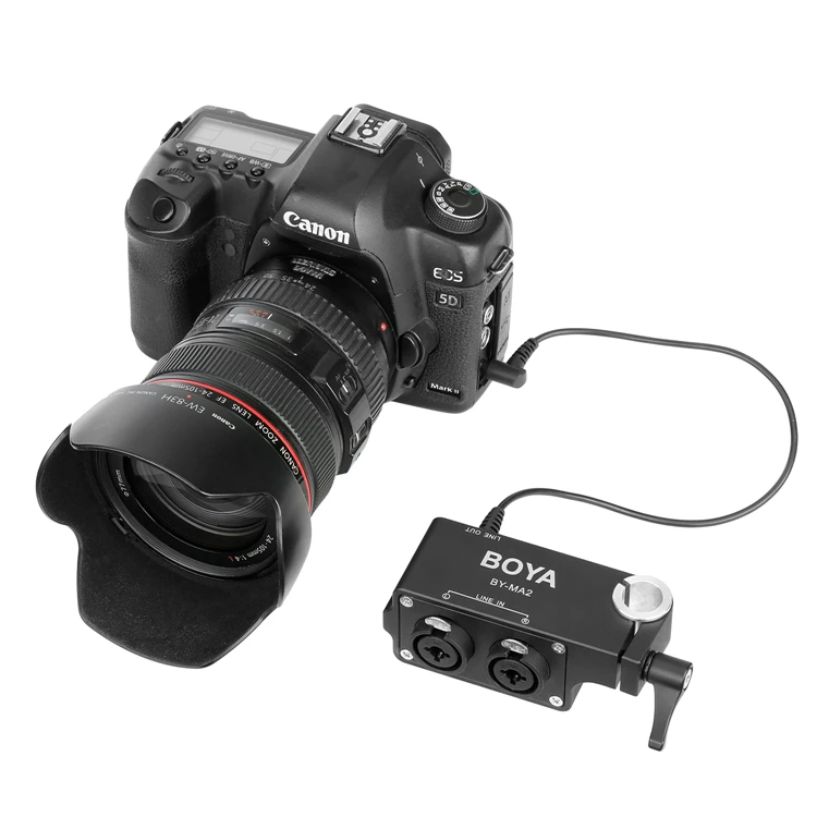 BOYA BY-MA2 двухканальный XLR аудио Миксер с 6,35 мм вход и 3,5 мм разъем для беспроводной микрофонные системы и DSLRs и видеокамеры