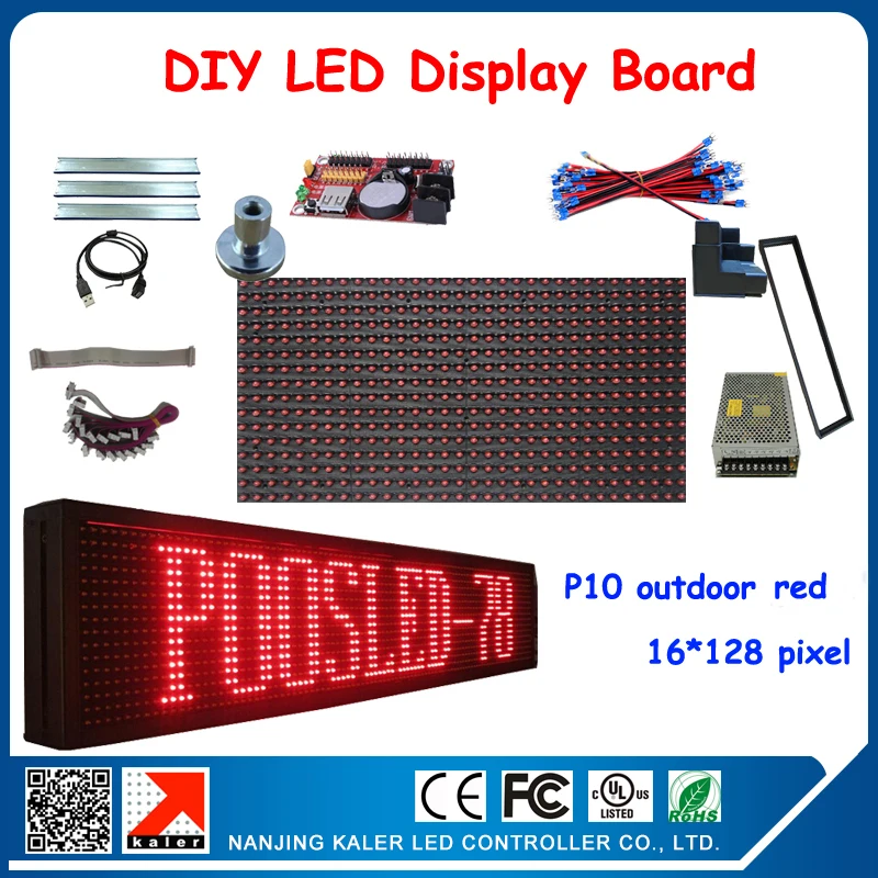 

16*128 pixels p10 red led display panel programmable and scrolling message led sign outdoor advertising led screen