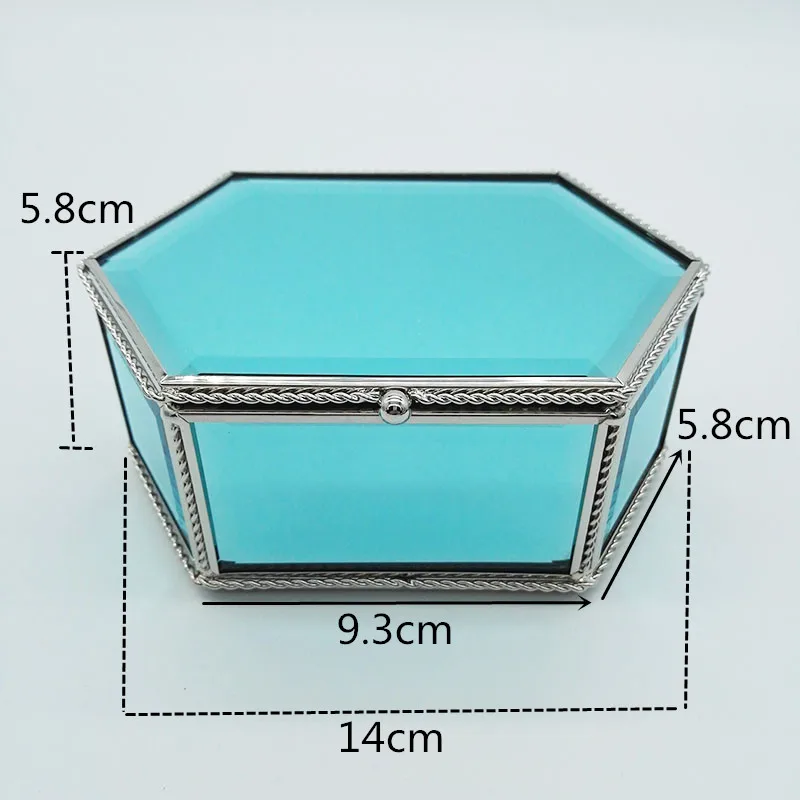 Fashion blue crystal glass jewelry box Retro Earring Ring Flower Plants Display Box Case Wedding Decor Girlfriend gift | Дом и сад