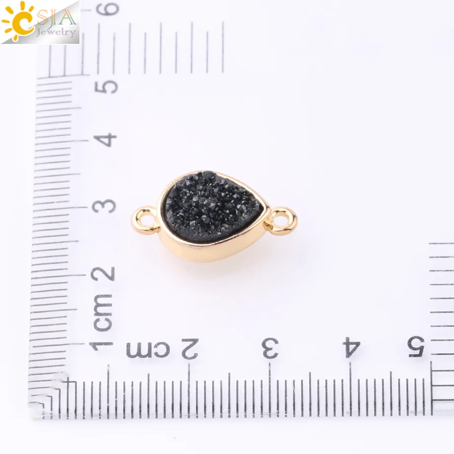 CSJA Золото Цвет амулеты белая голубая Друза Drusy бусины Капля воды в форме капли 2