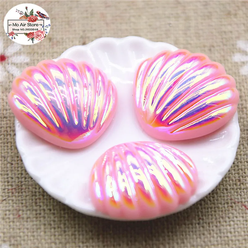 20 шт полимер блестящий красочный seashell Flatback Кабошон DIY волос Лук Центр Скрапбукинг Ремесло 19x20 мм