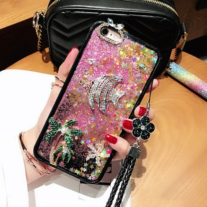 Милый чехол со стразами для iPhone 8plus 8 7plus 7 6s 6 plus с жидким зыбучим песком XS MAX XR X starfish